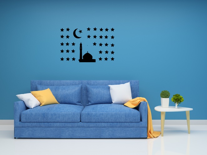 Mosque Moon Star Islamic Art Theme - Muslims Wall Decal Stickers
